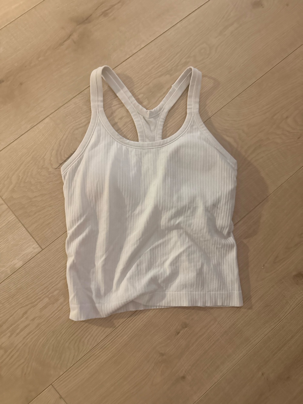 Women's White Ribbed Racerback Tank Top
